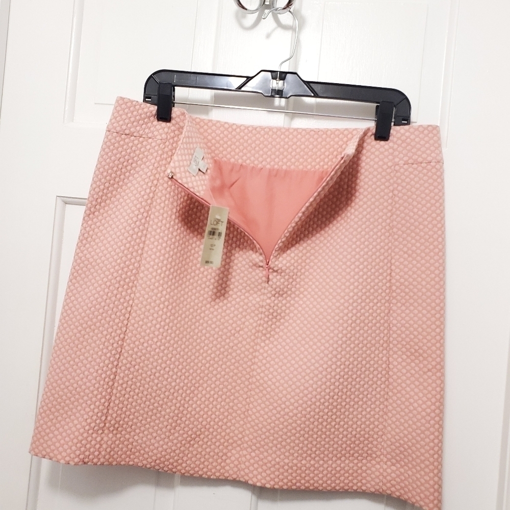 NWT Ann Taylor LOFT PINK & OFF WHITE POLKA DOT SKIRT SIZE 12P, Retail $59.50 - Picture 3 of 7